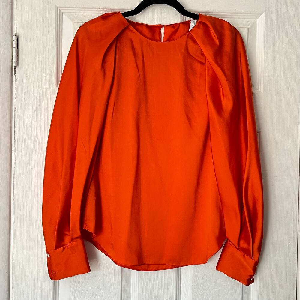 Zara Satin Cape-Shoulder Blouse - Size XS